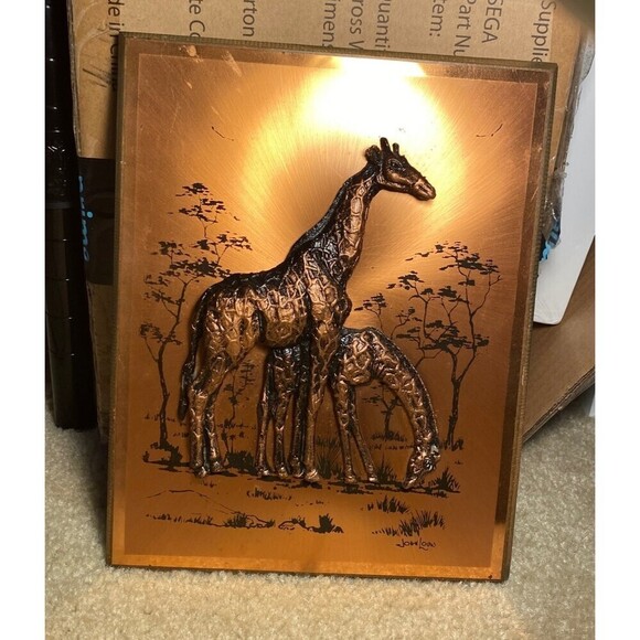 Vintage John Louw 3D Copper Art Giraffe Safari Decor - Picture 1 of 4
